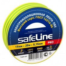 Изолента "SAFELINE" 19мм/20м /желто-зеленая