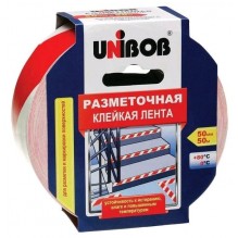 Клейкая лента разметочная UNIBOB 50*50м красно-белая