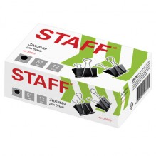Зажимы для бумаг STAFF, компл 12шт., 51мм, на 230л., черные, в карт.коробке,