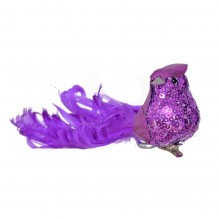 Новогоднее украшение 14.5см птица фиолет 236696