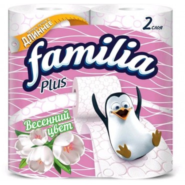 Т/бумага Familia Plus 2-слоя 4шт Весенний цвет